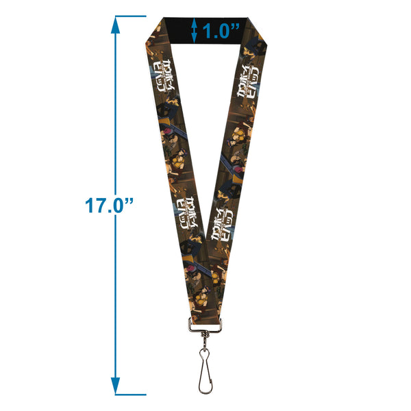 Buckle-Down Lanyard - 1.0" - COWBOY BEBOP Jet Black And Crew Bonsai Tree Scene And Title Logo