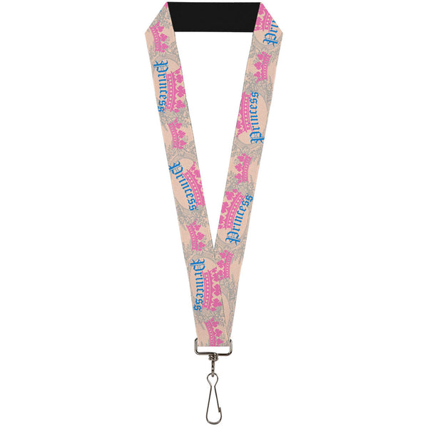 Buckle-Down Lanyard - 1.0" - Crown Princess Oval Baby Pink Baby Blue