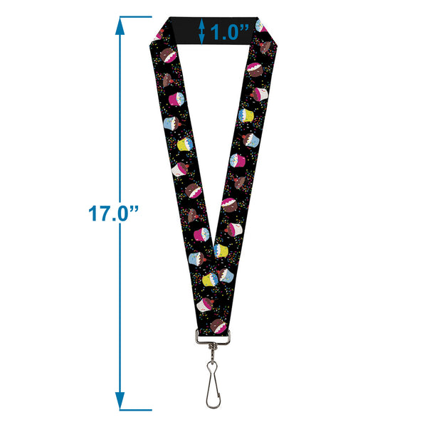 Buckle-Down Lanyard - 1.0" - Cupcake Sprinkles Black Multi Color