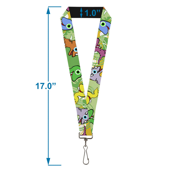 Buckle-Down Lanyard - 1.0" - Cute Dinosaurs Yellow Green