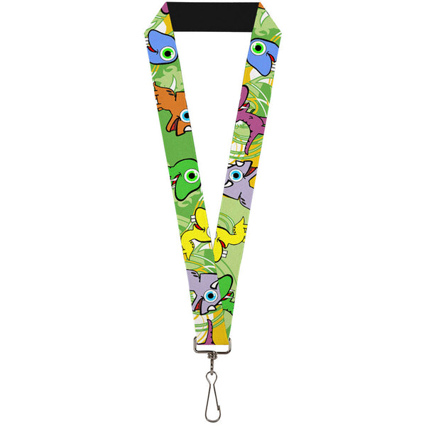 Buckle-Down Lanyard - 1.0" - Cute Dinosaurs Yellow Green