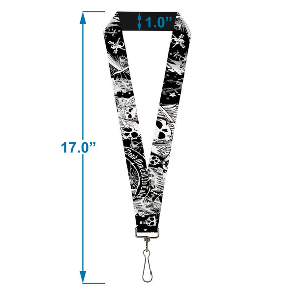 Buckle-Down Lanyard - 1.0" - Dead Men Tell No Tales Black White