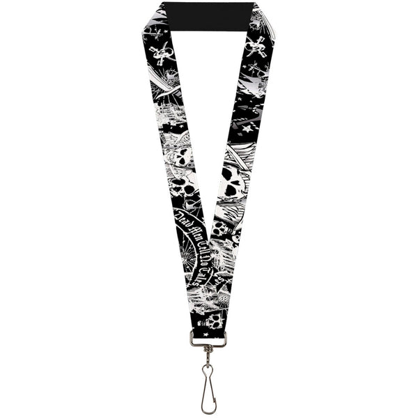 Buckle-Down Lanyard - 1.0" - Dead Men Tell No Tales Black White