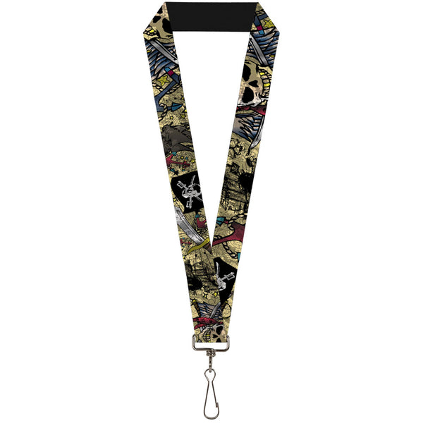 Buckle-Down Lanyard - 1.0" - Dead Men Tell No Tales CLOSE-UP Tan