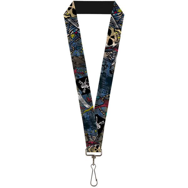 Buckle-Down Lanyard - 1.0" - Dead Men Tell No Tales CLOSE-UP Turquoise