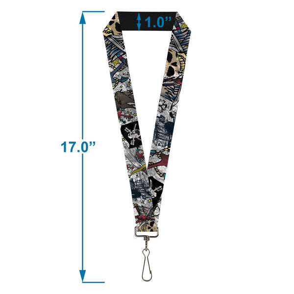 Buckle-Down Lanyard - 1.0" - Dead Men Tell No Tales CLOSE-UP White