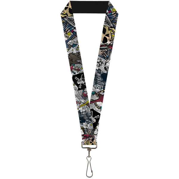 Buckle-Down Lanyard - 1.0" - Dead Men Tell No Tales CLOSE-UP White