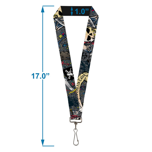 Buckle-Down Lanyard - 1.0" - Dead Men Tell No Tales Gray