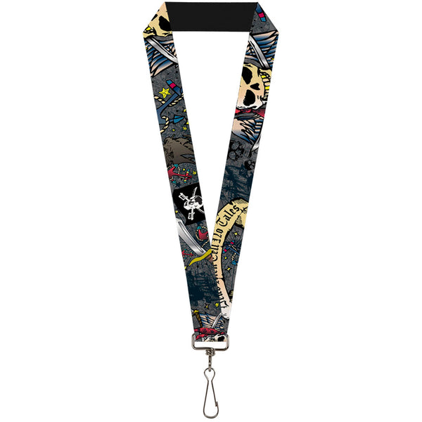 Buckle-Down Lanyard - 1.0" - Dead Men Tell No Tales Gray