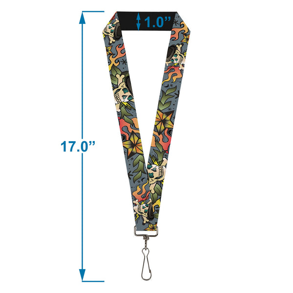 Buckle-Down Lanyard - 1.0" - Death Or Glory CLOSE-UP Gray