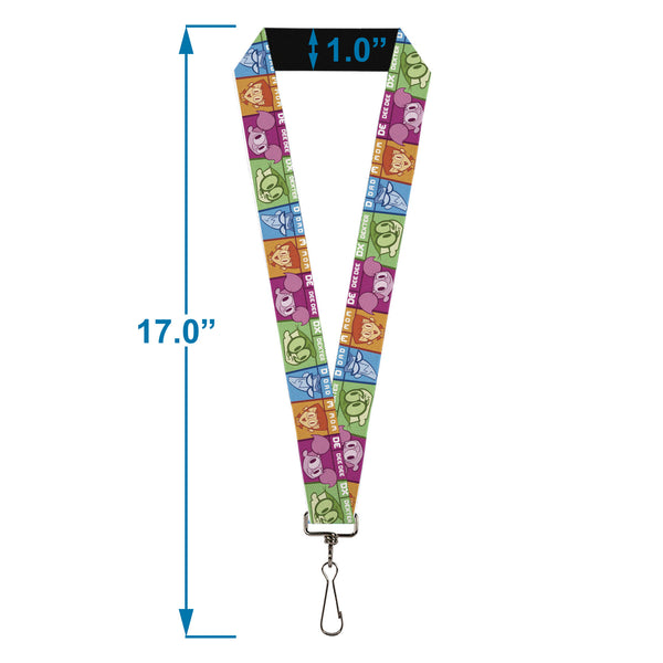 Buckle-Down Lanyard - 1.0" - Dexter's Laboratory Four Character Pose Blocks Multi Color