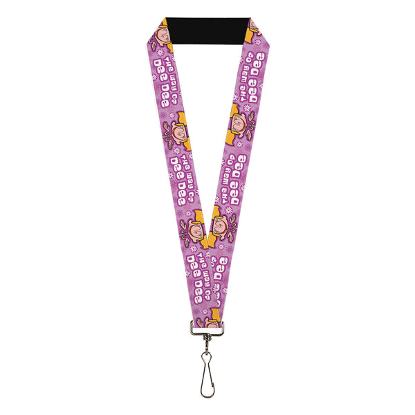 Buckle-Down Lanyard - 1.0" - Dexter's Laboratory THE WAY OF DEE DEE Pose Pinks/White