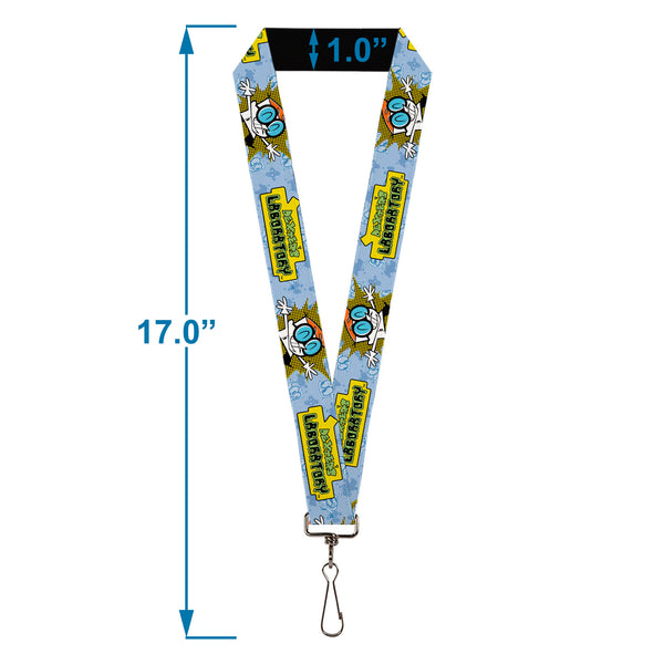 Buckle-Down Lanyard - 1.0" - DEXTER'S LABORATORY Title Logo And Dexter Pose Blues/Yellow/Black