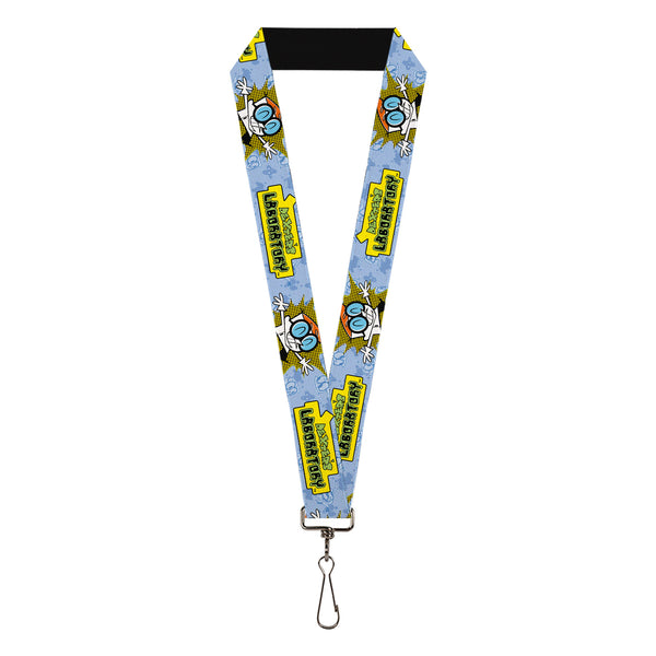 Buckle-Down Lanyard - 1.0" - DEXTER'S LABORATORY Title Logo and Dexter Pose Blues/Yellow/Black