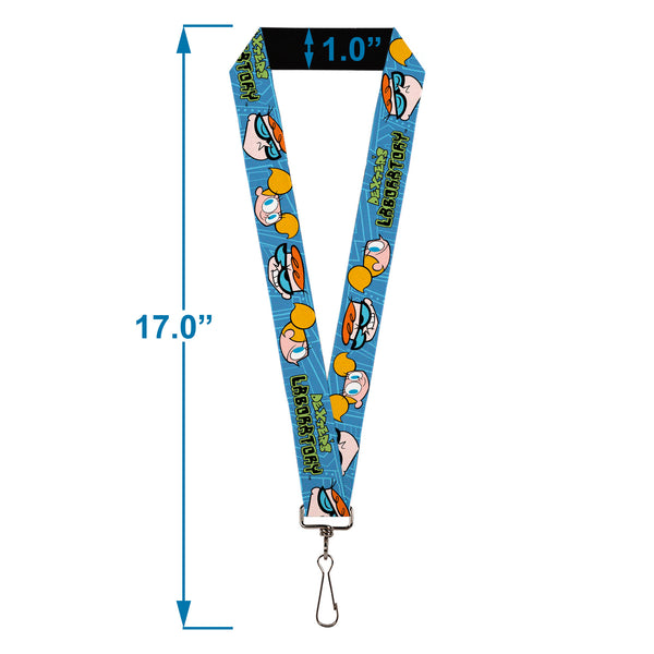 Buckle-Down Lanyard - 1.0" - DEXTER'S LABORATORY Title Logo With Dexter And Dee Dee Expressions Blues