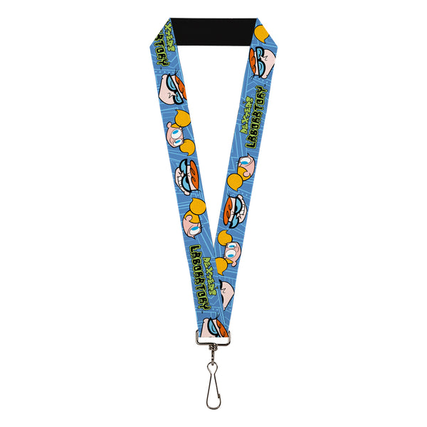 Buckle-Down Lanyard - 1.0" - DEXTER'S LABORATORY Title Logo with Dexter and Dee Dee Expressions Blues