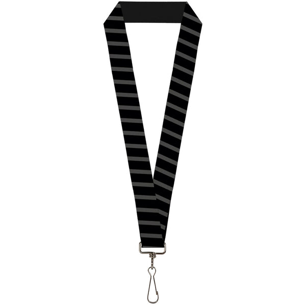 Buckle-Down Lanyard - 1.0" - Diagonal Stripes Black Gray