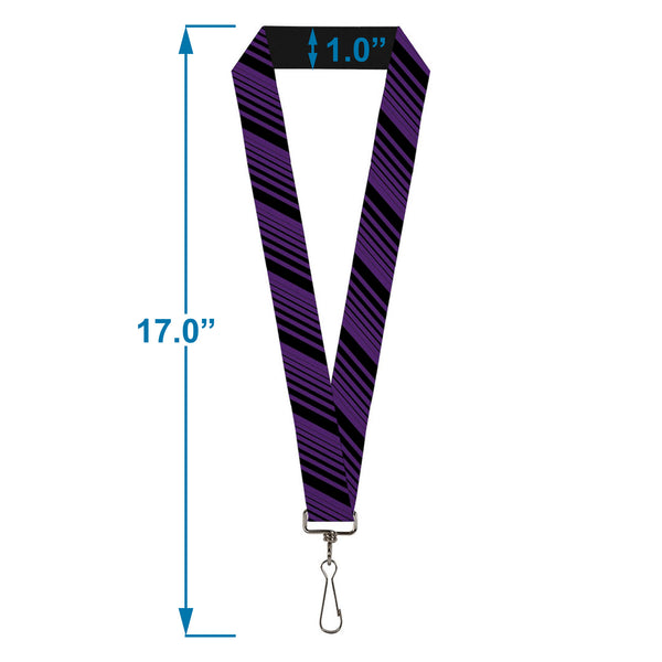 Buckle-Down Lanyard - 1.0" - Diagonal Stripes Black Purple