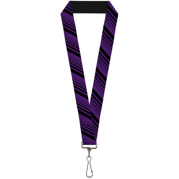 Buckle-Down Lanyard - 1.0" - Diagonal Stripes Black Purple