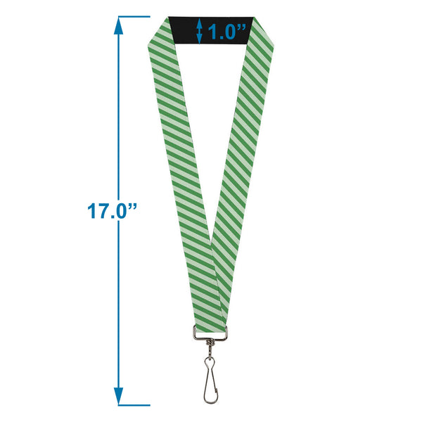 Buckle-Down Lanyard - 1.0" - Diagonal Stripes Pastel Greens