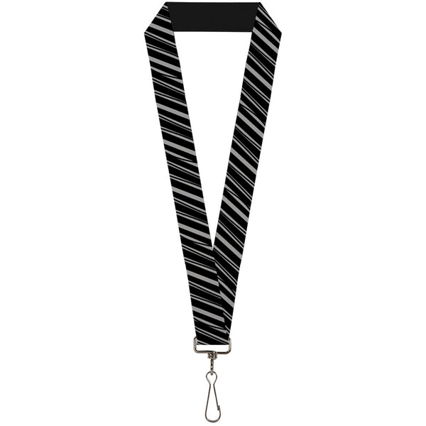Buckle-Down Lanyard - 1.0" - Diagonal Stripes Scribble Gray Black