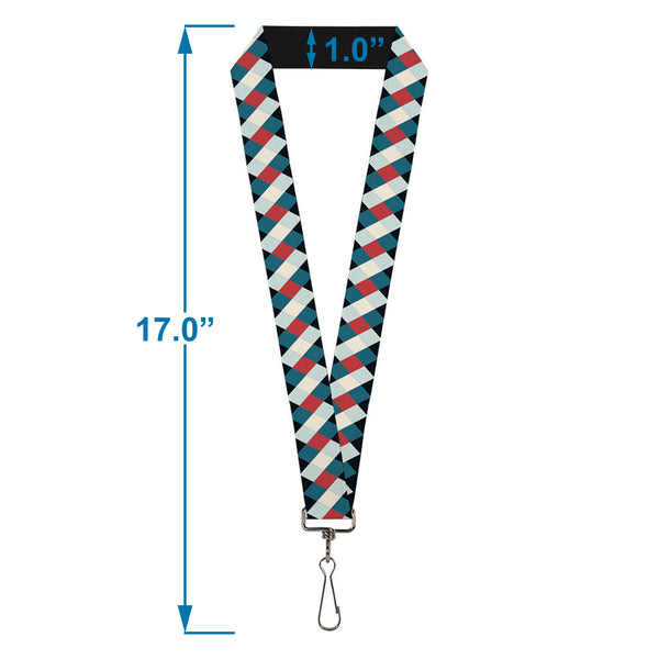 Buckle-Down Lanyard - 1.0" - Diamond Plaid Blues Khaki Red