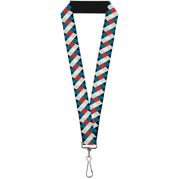 Buckle-Down Lanyard - 1.0" - Diamond Plaid Blues Khaki Red