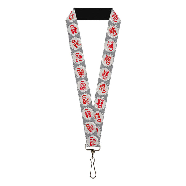 Buckle-Down Lanyard - 1.0" - DIET COKE Bottle Caps Grays/White/Red