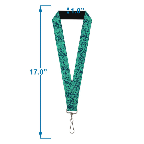 Buckle-Down Lanyard - 1.0" - Ditsy Floral Teal Light Teal Teal