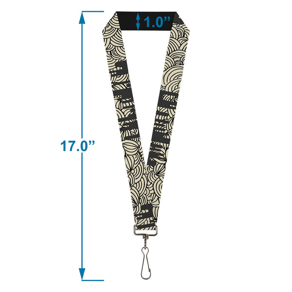 Buckle-Down Lanyard - 1.0" - Doodle1 Paint Drips Cream Black
