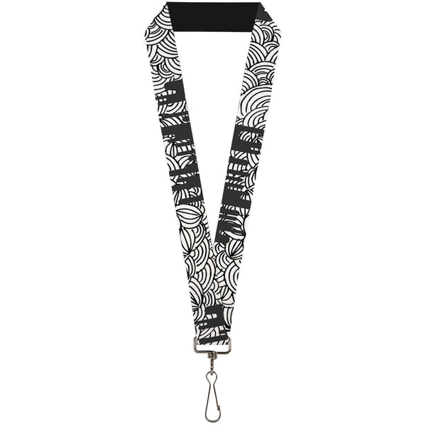 Buckle-Down Lanyard - 1.0" - Doodle1 Paint Drips White Black