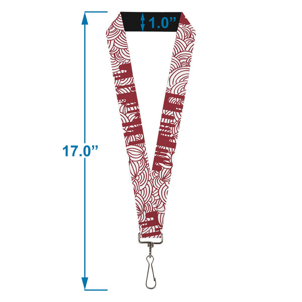 Buckle-Down Lanyard - 1.0" - Doodle1 Paint Drips White Red