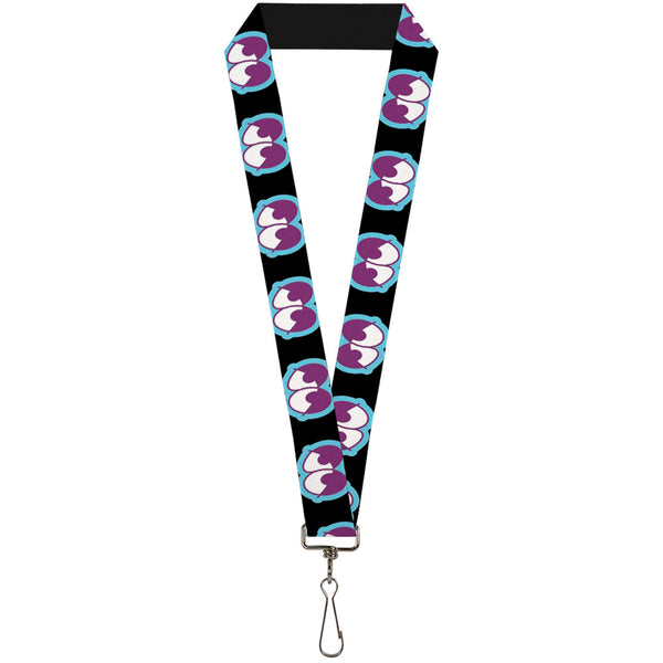 Buckle-Down Lanyard - 1.0" - Dopey Eyes Black Baby Blue Purple