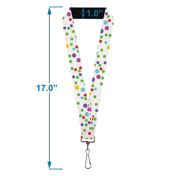 Buckle-Down Lanyard - 1.0" - Dots Grid White Gray Multi Color