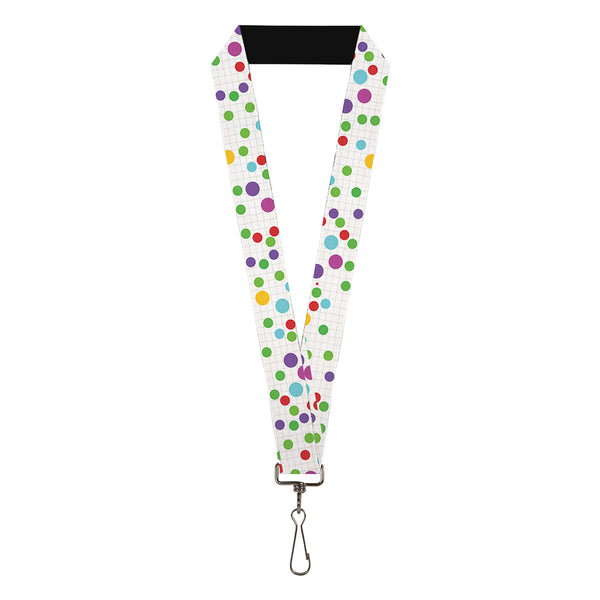 Buckle-Down Lanyard - 1.0" - Dots Grid White Gray Multi Color