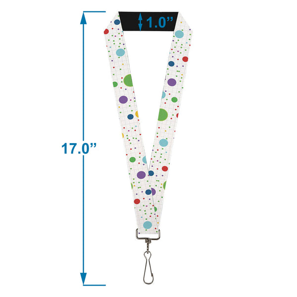 Buckle-Down Lanyard - 1.0" - Dots Grid2 White Gray Multi Color