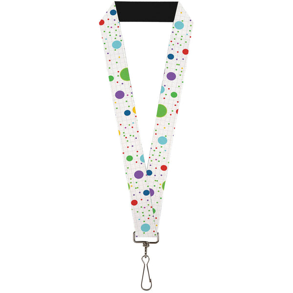 Buckle-Down Lanyard - 1.0" - Dots Grid2 White Gray Multi Color