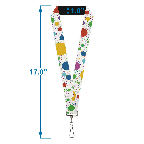 Buckle-Down Lanyard - 1.0" - Dots Grid3 White Gray Multi Color