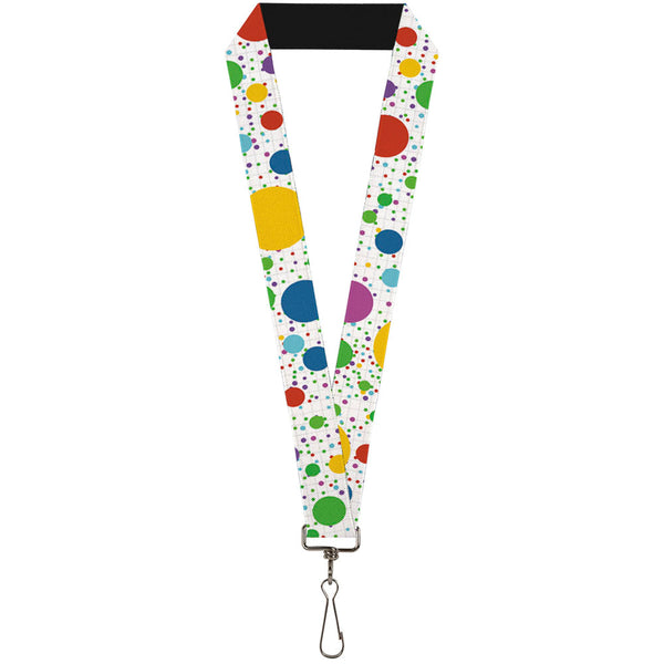 Buckle-Down Lanyard - 1.0" - Dots Grid3 White Gray Multi Color
