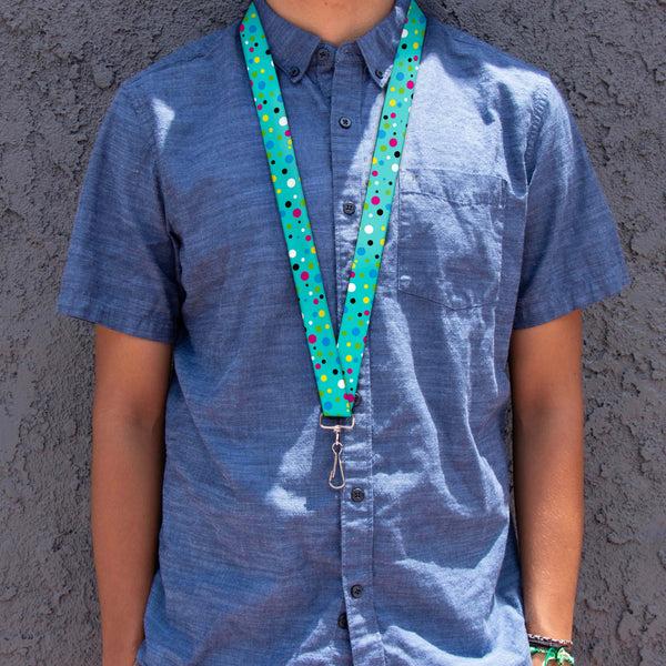 Buckle-Down Lanyard - 1.0" - Dots Seafoam Green Multi Pastel