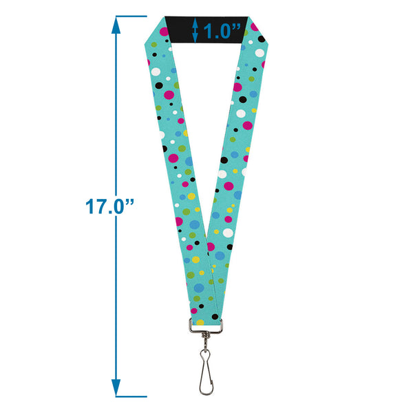 Buckle-Down Lanyard - 1.0" - Dots Seafoam Green Multi Pastel