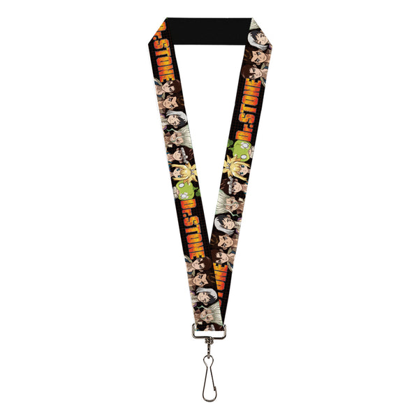 Buckle-Down Lanyard - 1.0" - DR. STONE Title Logo and Character Group Black