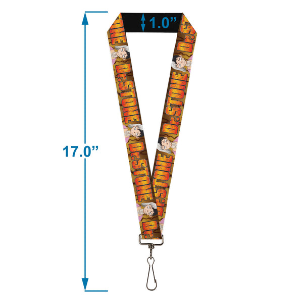 Buckle-Down Lanyard - 1.0" - DR. STONE Title Logo And Gen Asagiri Expression Orange