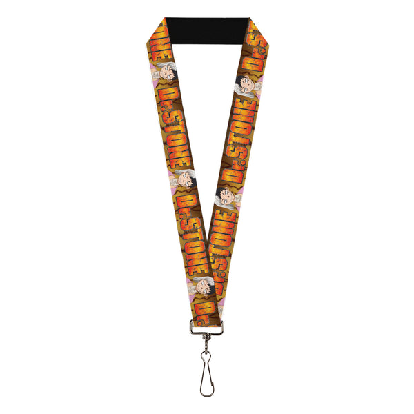 Buckle-Down Lanyard - 1.0" - DR. STONE Title Logo and Gen Asagiri Expression Orange