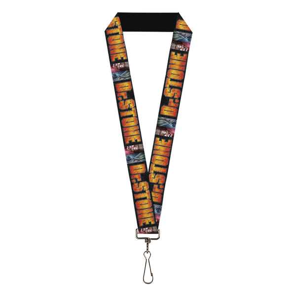 Buckle-Down Lanyard - 1.0" - DR. STONE Title Logo and Ibarra Senku Split Pose Black
