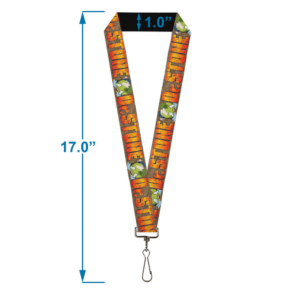 Buckle-Down Lanyard - 1.0" - DR. STONE Title Logo And Suika Crying Pose Browns
