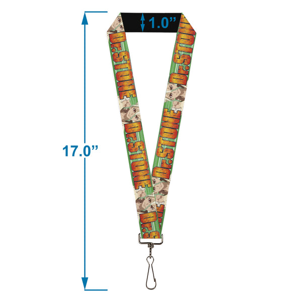 Buckle-Down Lanyard - 1.0" - DR. STONE Title Logo And Suika Face Close-Up Greens