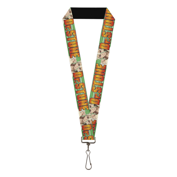 Buckle-Down Lanyard - 1.0" - DR. STONE Title Logo and Suika Face Close-Up Greens