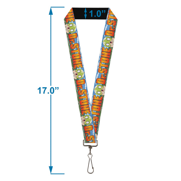 Buckle-Down Lanyard - 1.0" - DR. STONE Title Logo And Suika Surprised Pose Blues