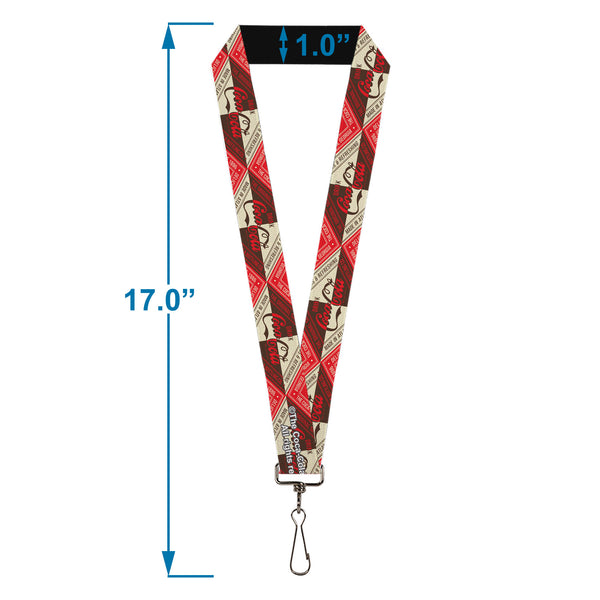 Buckle-Down Lanyard - 1.0" - DRINK COCA-COLA Coke Diamond Blocks Red/Brown/Beige